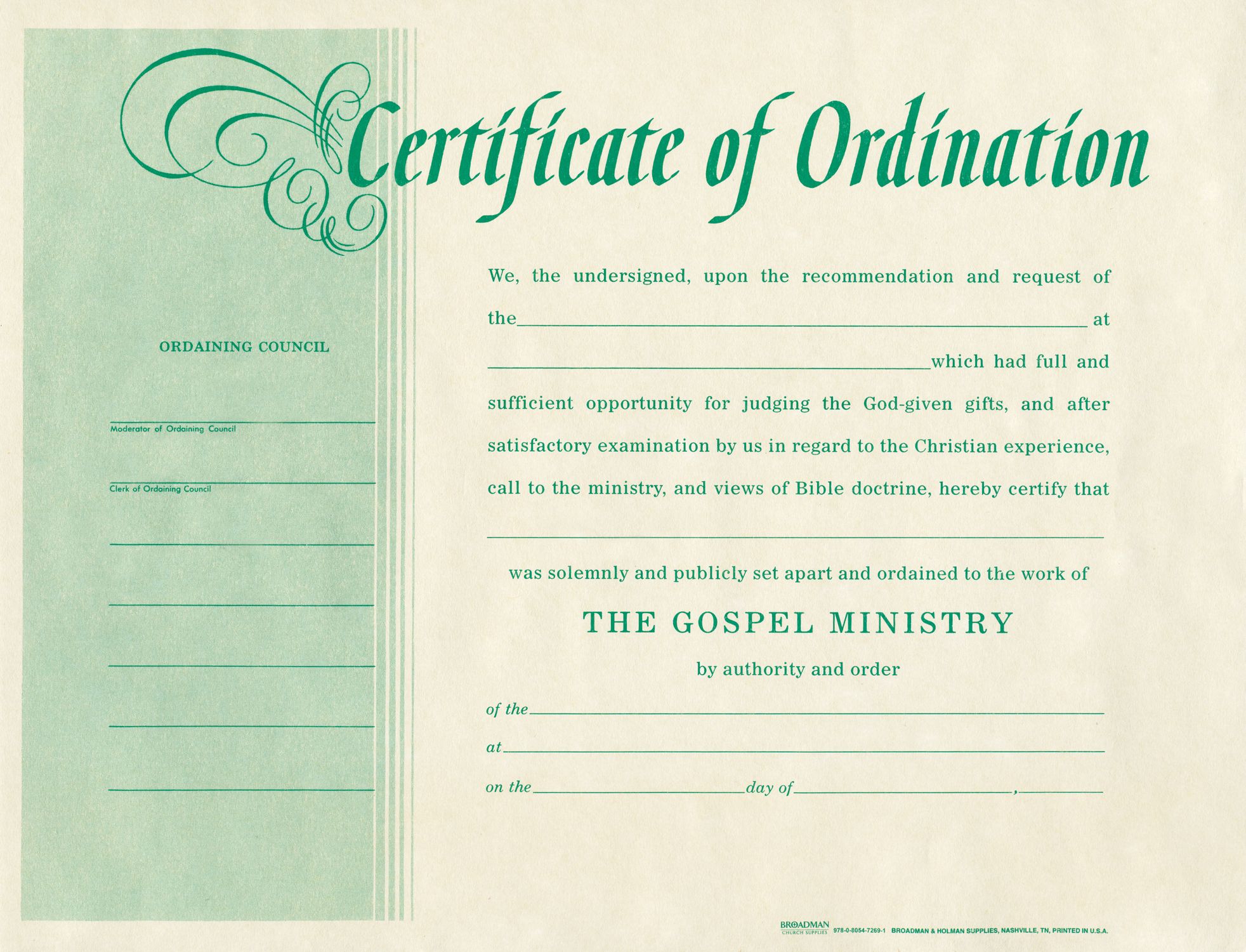 Free printable ordained minister certificate